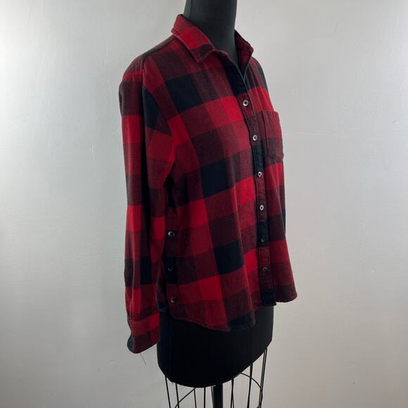 MADEWELL Flannel Oversized Plaid Ex-Boyfriend Shirt Side Button Pockets Size S - Picture 4 of 12